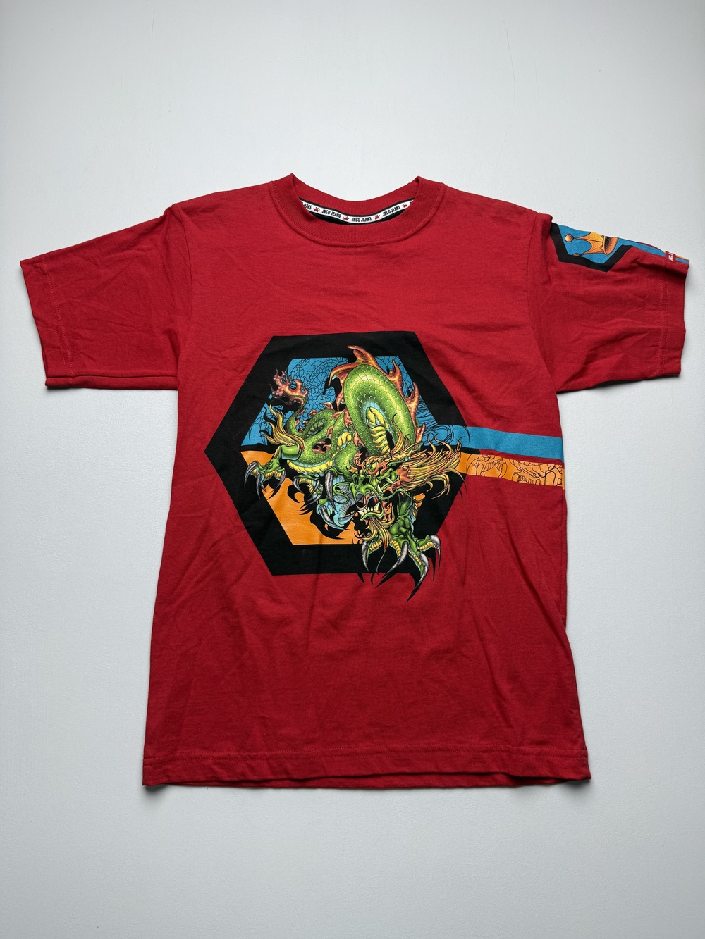 Vintage JNCO Jeans Shirt Mens Medium Red Dragon Crown Double Sided Tee USA 90's